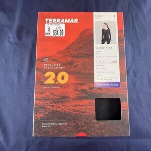 Terramar Baselayer Women Small Black Shirt Cloud Nine Scoop Neck Long Sleeve New